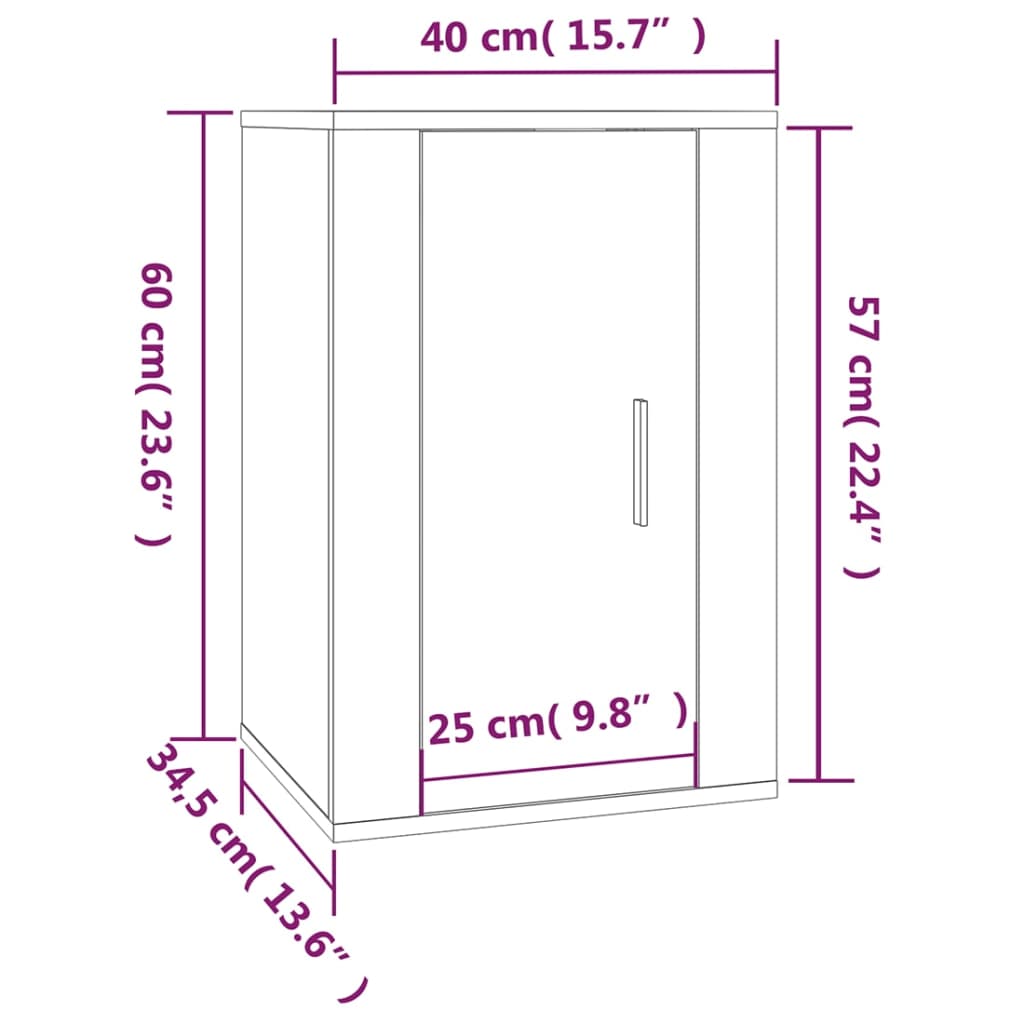 Wall Mounted TV Cabinet Concrete Grey 40 x 34.5 x 60 cm