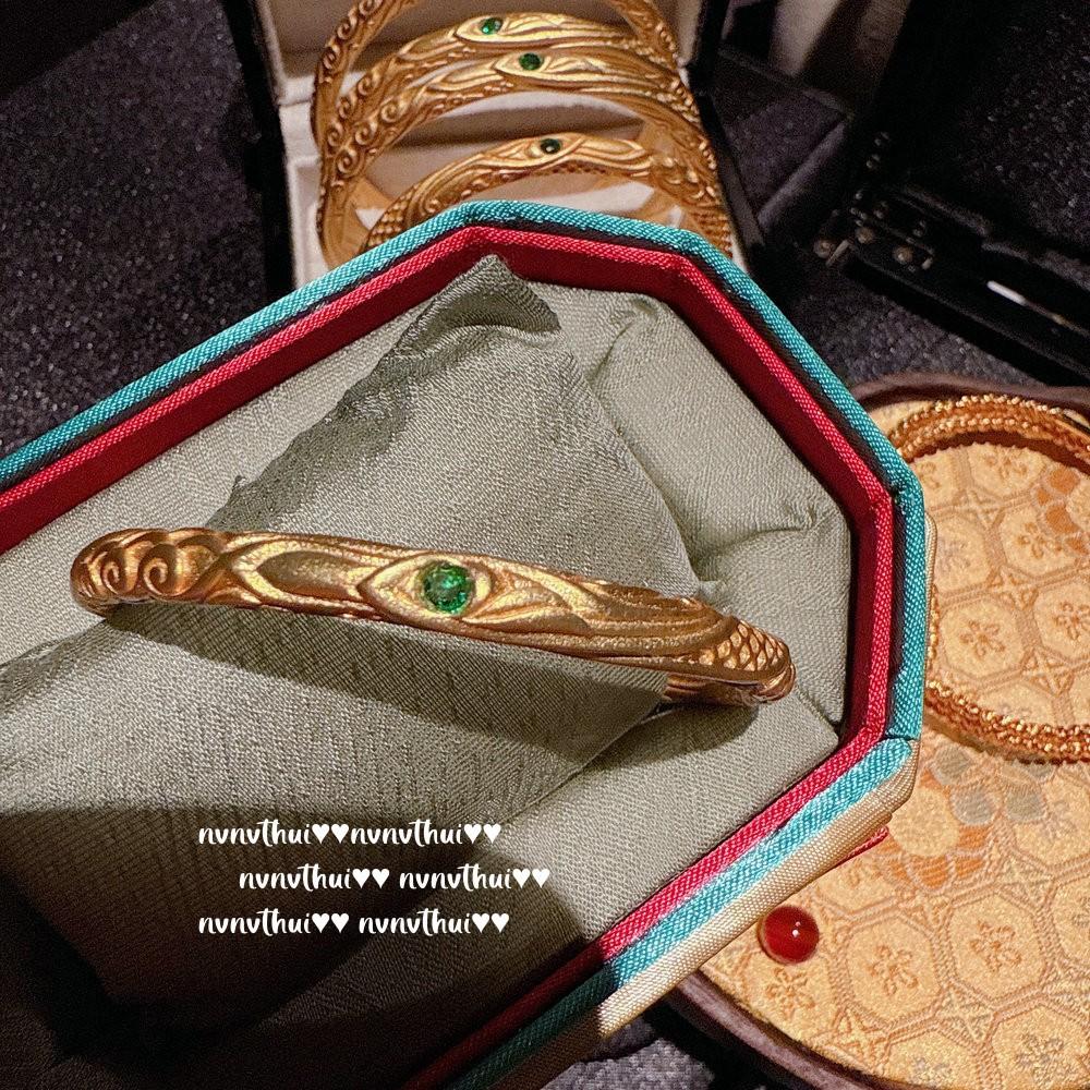 Ancient Gold Filigree Chiseled Qiankun Ring Bracelet, New Chinese Style, Hammer And Lion Enamel Necklace, Set.