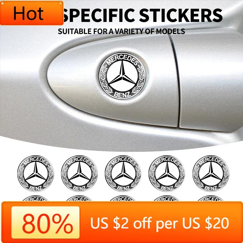Vkhzm9 2025 New 2/5/10Pcs 15mm Car Lock Keyhole Stickers Decoration Protection For Mercedes Benz B/C/E/S Class A Class C200L GLC GLE CL