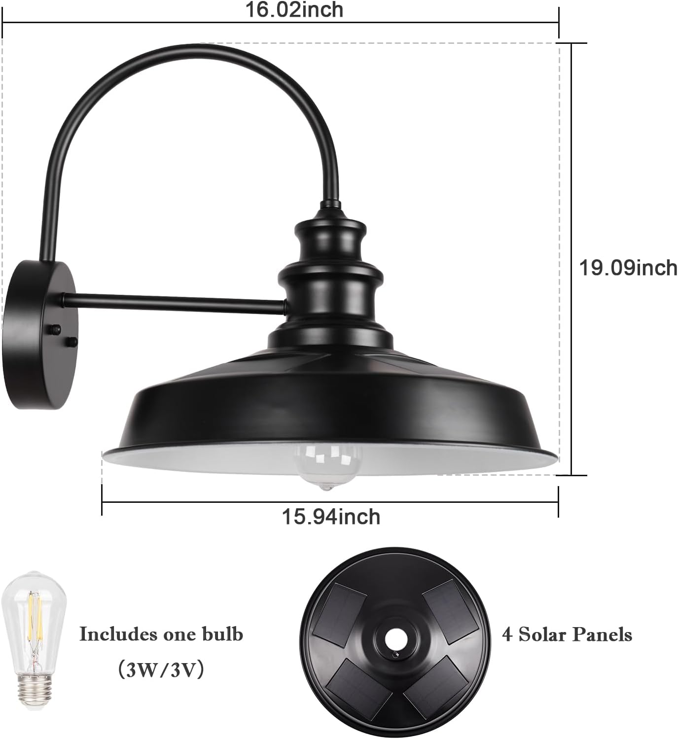 16  Рустикальный солнечный настенный светильник, Наружный светильник от заката до рассвета для крыльца, гаража, патио - ROS-SR028 028 1pack