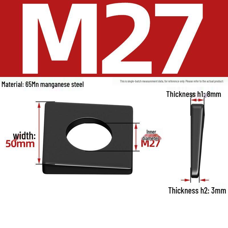 GB852 Blackened Square Bevel Washer for I-beam M6/M8/M20/M24/M30