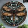 Aluminum Dragonfly Wall Art Metal Poster Round Decor for Kitchen Home