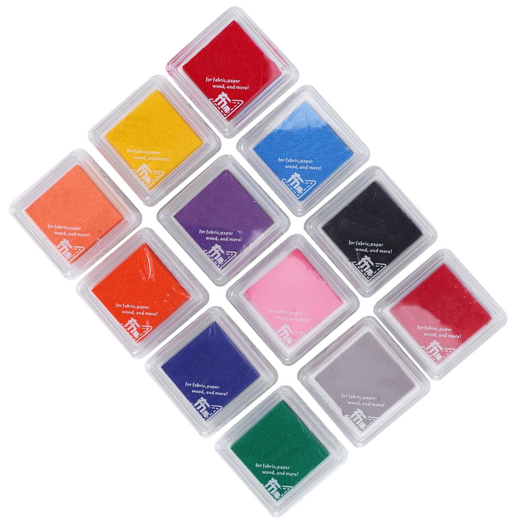 12Pcs Craft Ink Pad Stamp Single Metallic 11 Colors DIY Paper Wood Cloth Printing Pad