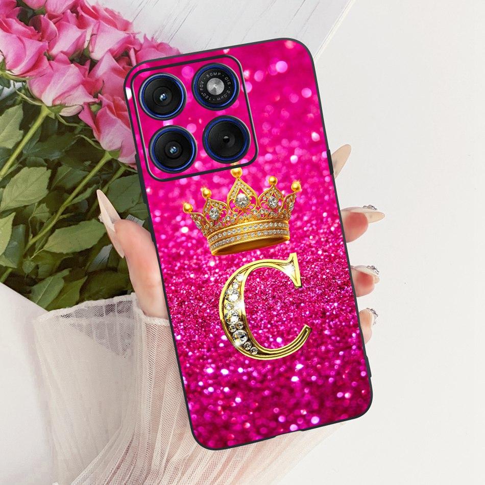 For Motorola Edge 70 Fashion Crown Letter Phone Case For Motorola Moto X70 Air Edge70 5G XT2601-2 Black Silicone Soft Cases