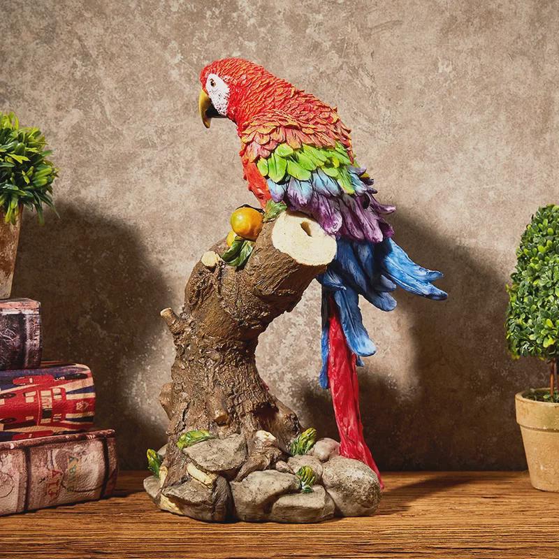 Nordic Pastoral Style Parrot Ornaments - Creative Bird Models for Living Room, Wine Cabinet, TV Stand, and Entryway Decor.