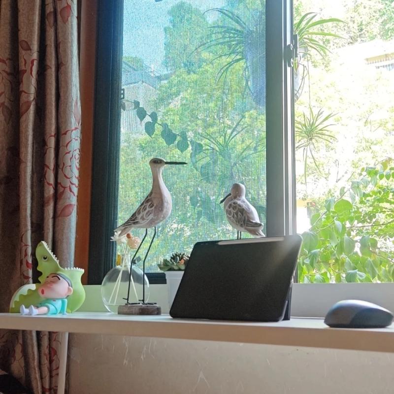 2pcs Wooden Seagull Statues – Nautical Coastal Bird Figurines for Beach Home Decor