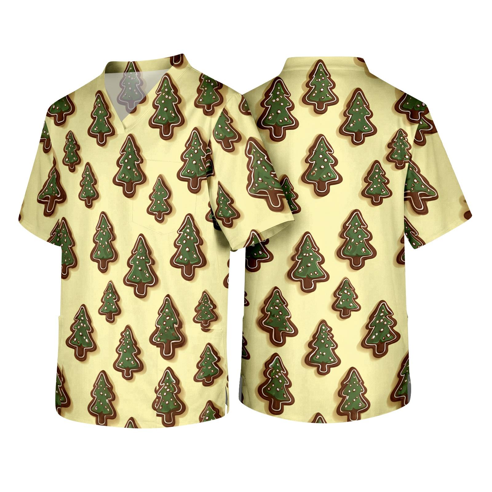 Herren-Pflegekraft-Uniform mit Weihnachtsthema für die Feiertagsarbeit XXXL gelb