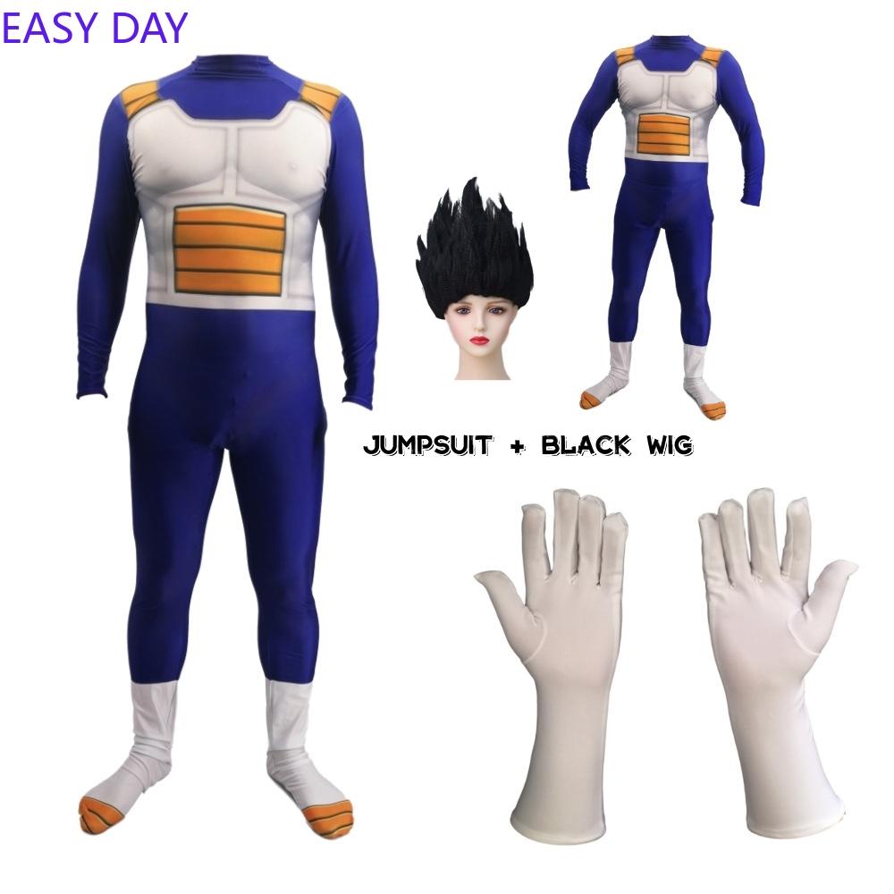 Kinder Erwachsene Vegeta Jumpsuit Super Saiyan GOKU Cosplay Kostüm Torankusu TRUNKS Vegeta-Junge Party Verkleidung Halloween Karneval Geschenk