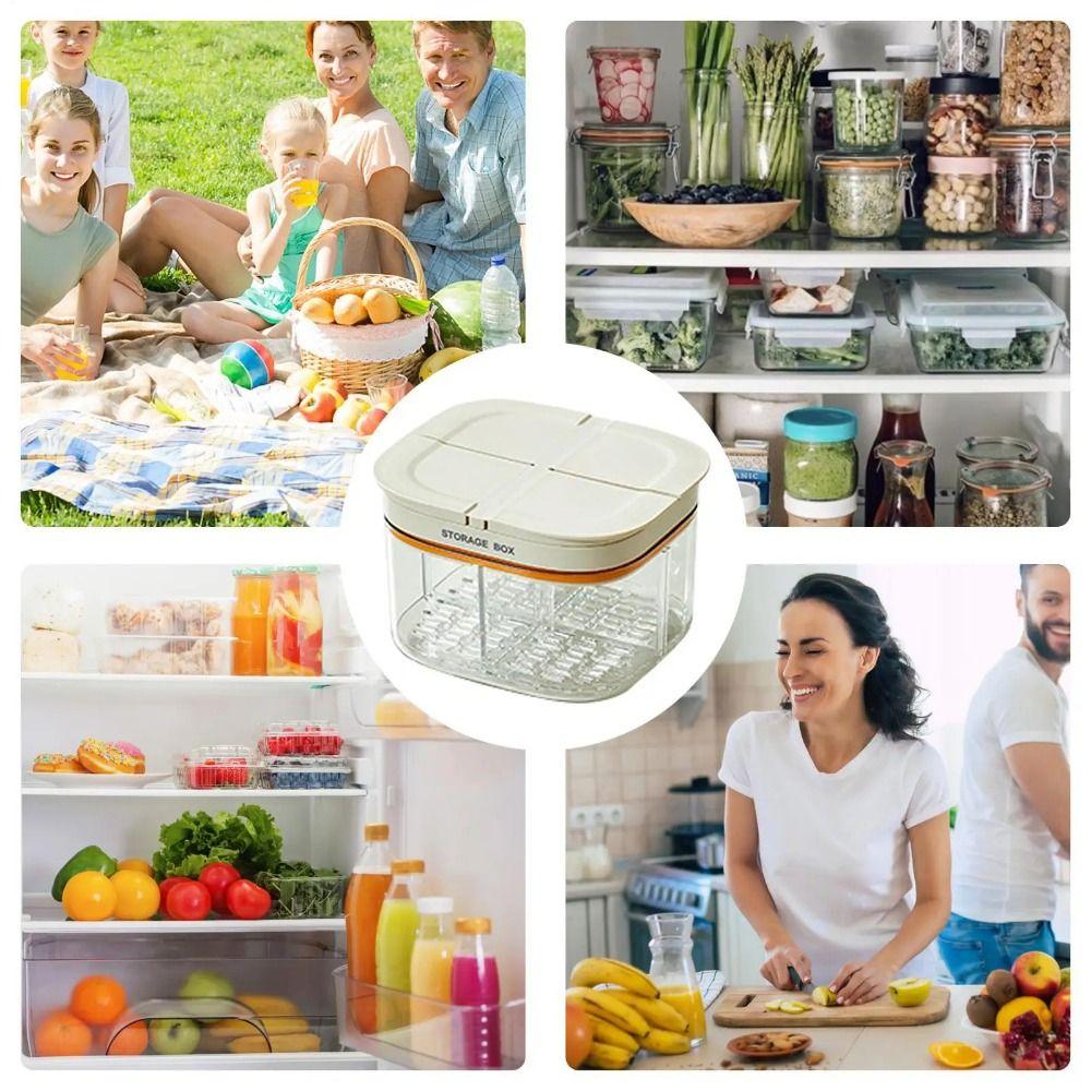 4 Grids Refrigerator Sealed Box Transparent Vegetable Divided Organizers Onion Serving Jar Snack