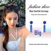 80s Hong Kong Style Red & Blue Clip-On Earrings for Non-Pierced Ears – High-End French Luxury Stud Hoops