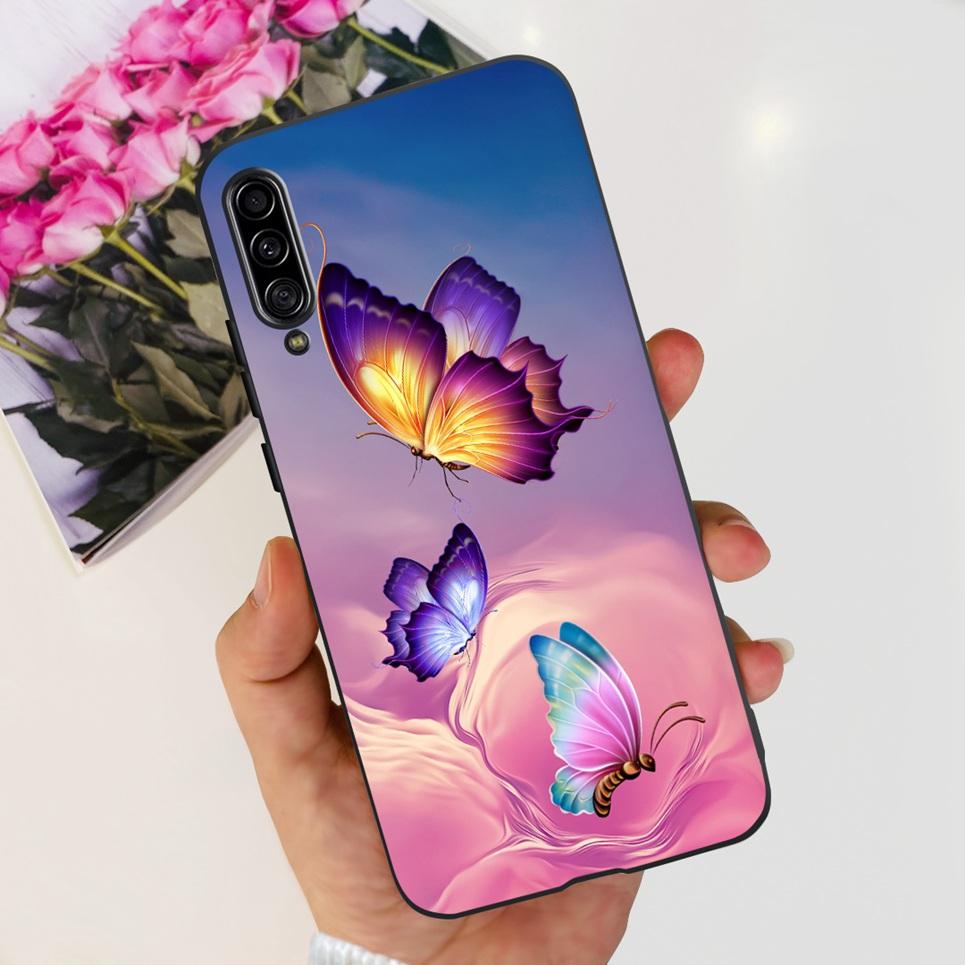 For Samsung Galaxy A90 5G Phone Case Samsung A90 SM-A908B 5G Flower Butterfly Woman Fashion Soft TPU Bumper Transparent Silicone