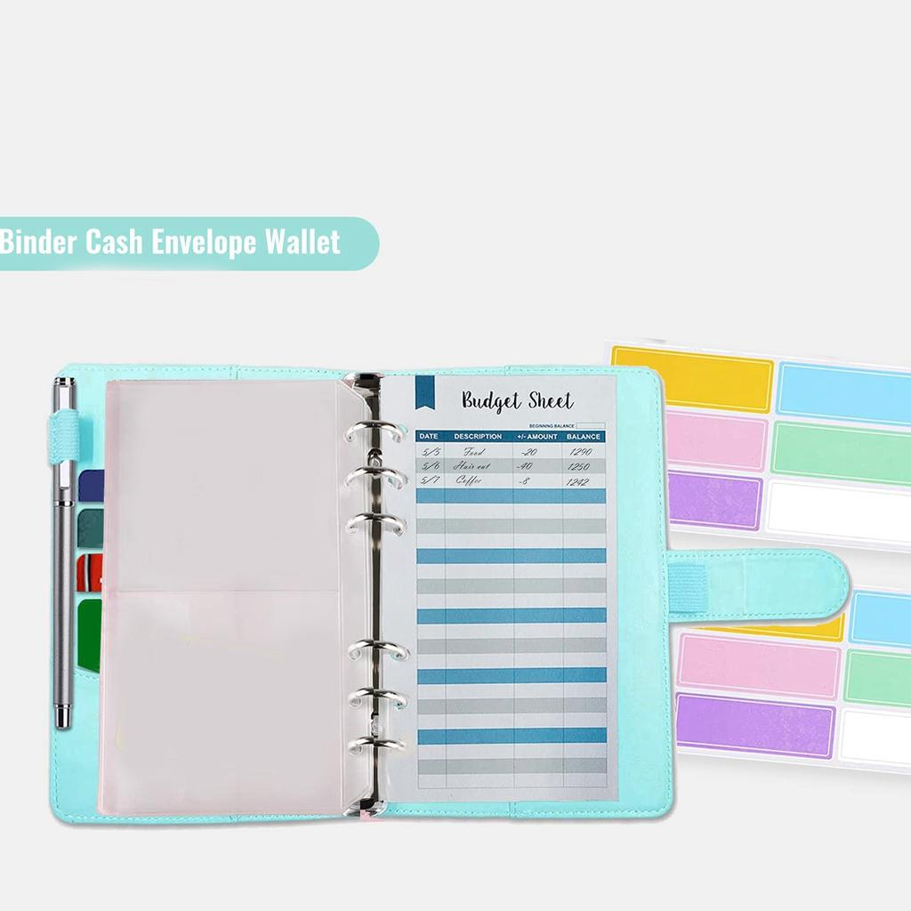 Cash Envelopes Budget Binder With A6 Binder And 12 Clear Pvc Envelopes ...