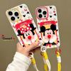 Cartoon Mickey for Apple 11 Mobile Phone Case with Bracelet Iphone11 Card Bag Lanyard 11promax Protective Case