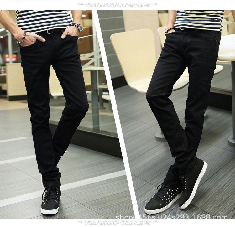 Men's Korean Style Trendy Slim Fit Elastic Jeans, Casual Spring & Autumn Pants