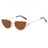 Half Frame Metal Cat's Eye Retro Elegant Ladies Fashion Sunglasses Suitable for Summer Vacation Beach Accessories