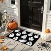 Halloween Bathroom Rug Spooky Black White Ghost Bath Mat for Halloween Bathroom Decor Non-Slip Washable Ghost Bath Rug for Front Doormat, Bedroom Rug