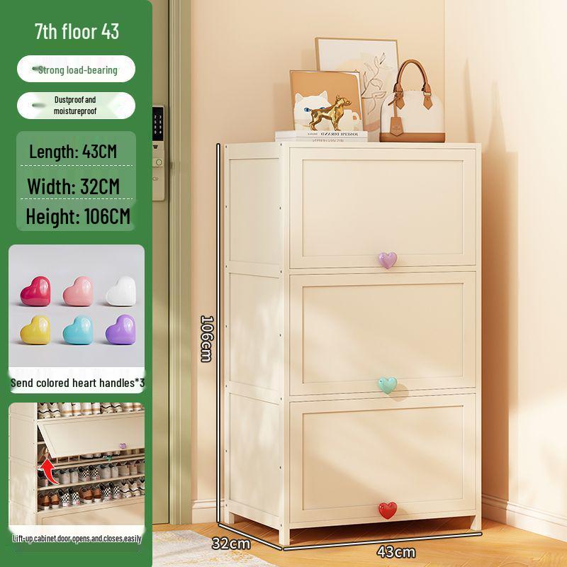 Cream Multi-Layer Off-White Shoe Cabinet - Space-Saving Hallway Storage Rack