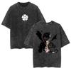 2026 Black Clover Washed Vintage Tshirt Street Hiphop Anime Casual Cotton Summer Short Sleeve