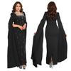 Cross-Border Elegant Women's Dress with Back Slit, Cape Sleeves, and Rhinestone Details
