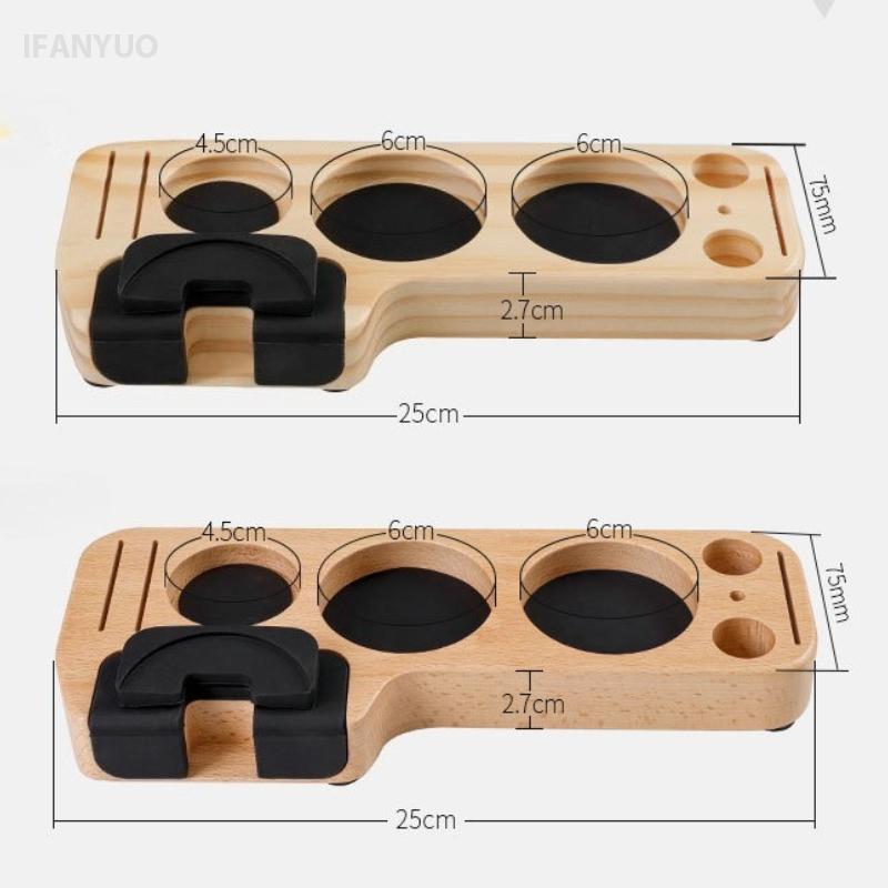 Coffee Tamper Mat Station Stand Portafilter Holder Support Base Rack Walnut Wood for 51/54/58MM Espresso Accessories Coffeeware