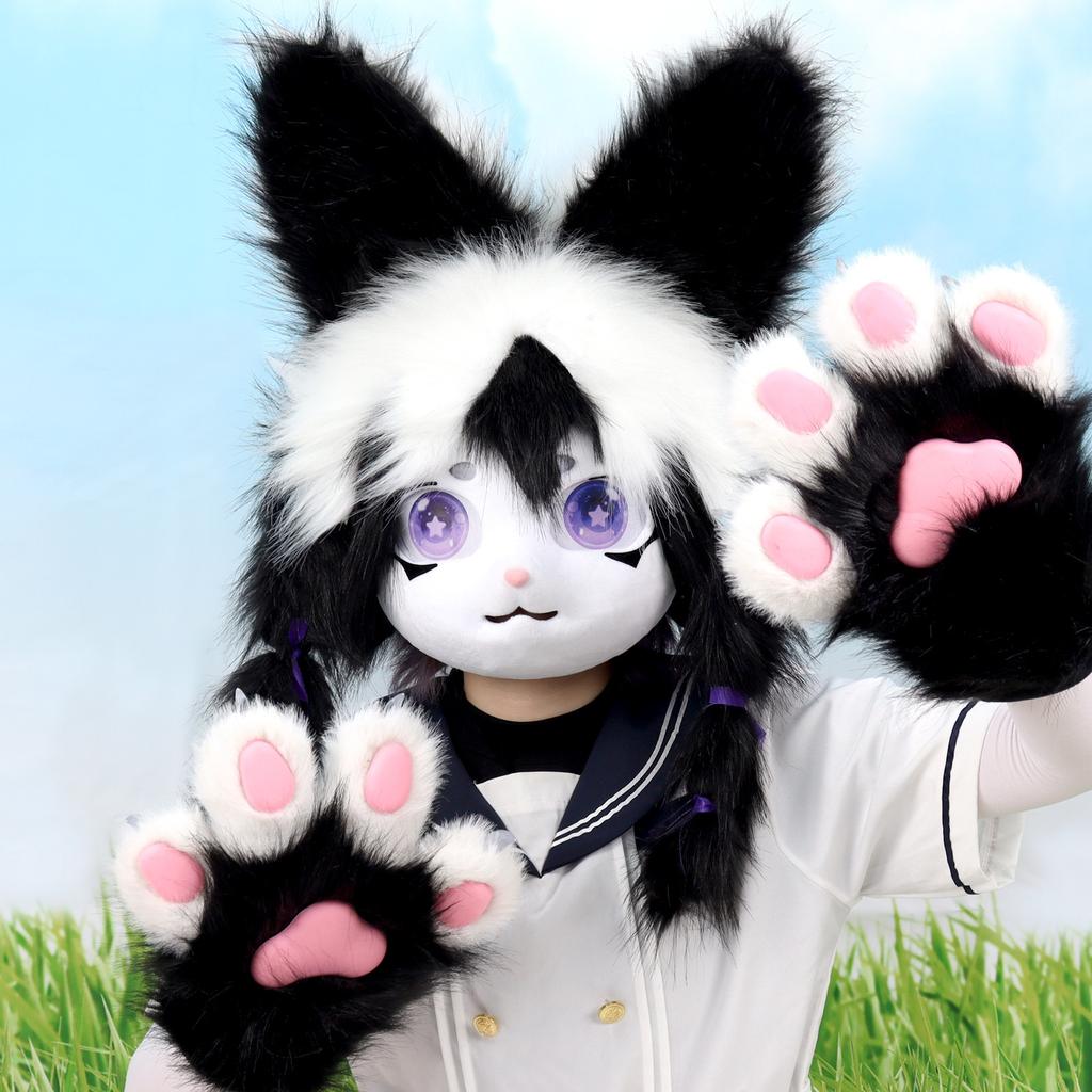 Kig rabbit fursuit single head hood Furui control cute rabbit ears Lolita cos wearable