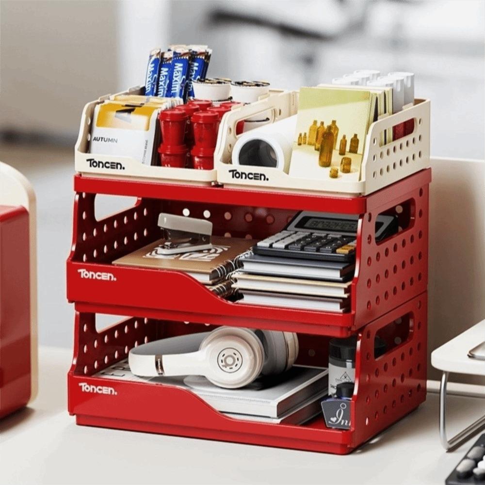 Pegboard Foldable Desktop Bookshelf Plastic Drawer Organizer Desktop Storage Shelf Student Study