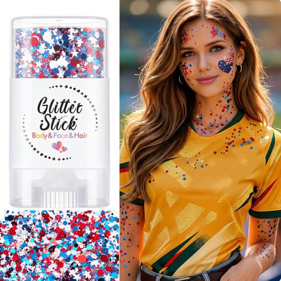 Independence Day Body Patriotic USA Glitter Stick Face Hair Flag Glitter Accessories Sparkling