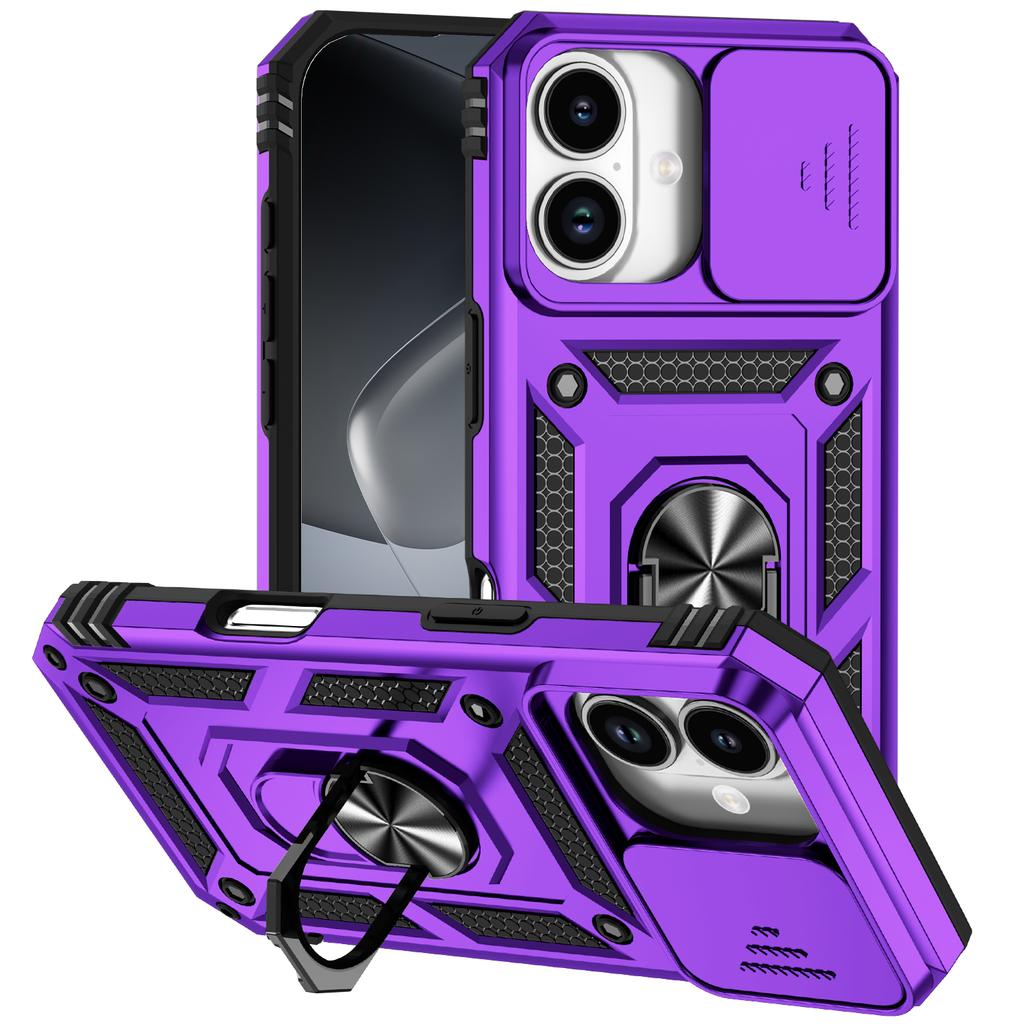 Ring Stand Slide Camera Lens Military Grade Armor Case for 17 Pro Max 16 15 14 13 Plus 12 11 Pro Max 16e 17 Air Cover