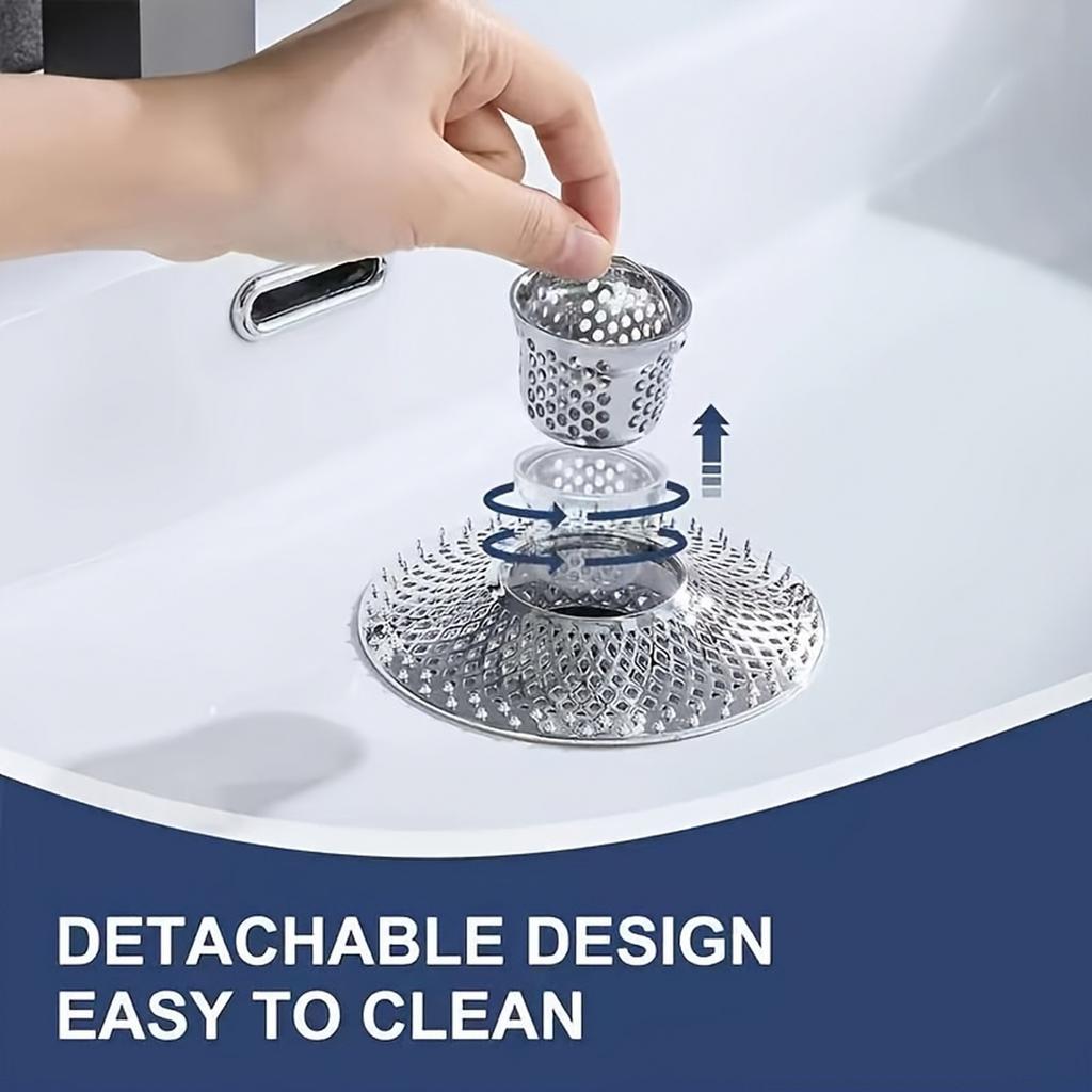 Stainless Steel Sink Strainer Drain Filter for Bathroom Kitchen Bathtub Drain Hair Catcher Drainage Cover with Anti-Clogging Design