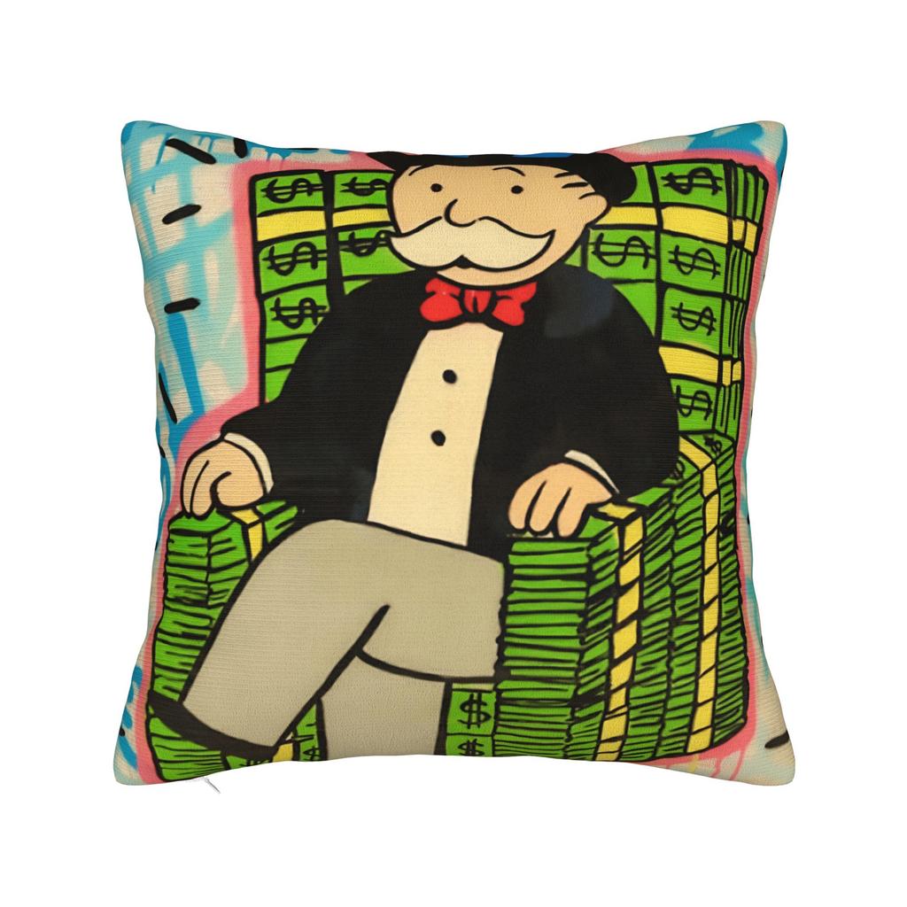 Alec Monopoly B Lucky Dragon Pillow Case Graphic Pillow Cover Retro Trendy Cushion Cover For Sofa Couch Bed Living Room