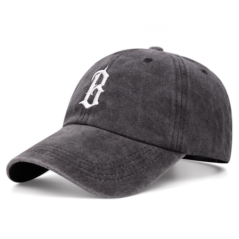 Korean style simple D letter embroidery washed denim baseball cap for women ins fashion versatile trendy brand peaked cap