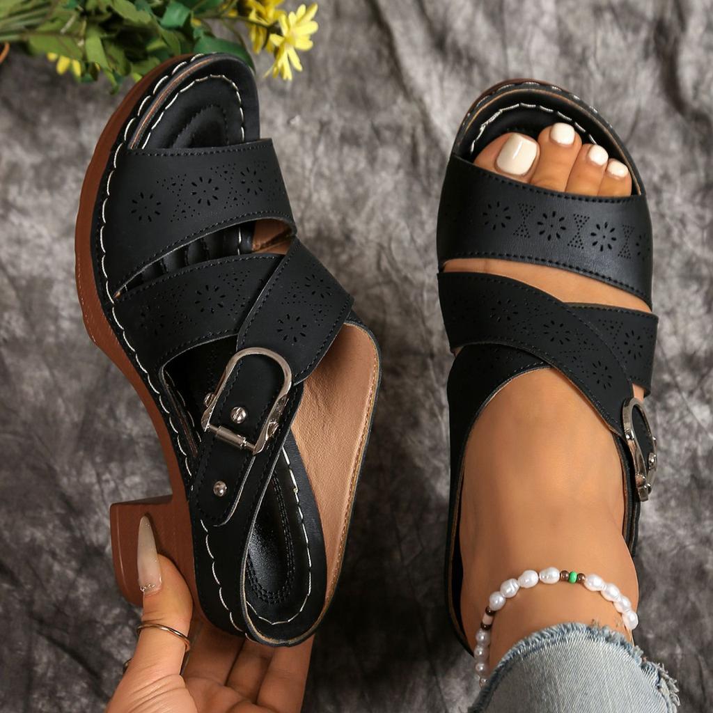 Sandals 2025 Spring and Summer New Style Coarse High Heels One Word Fish Mouth Cold Slippers Roman Slippers