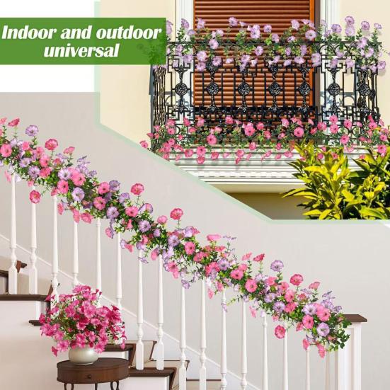 67" Künstliche Blumen Ranken Girlande Falsche Prunkwinde Hängende Ranken Kunstseide Frühlings Blumen Girlande für Kaminsims Wand Zaun Hochzeit Bankett Dekor