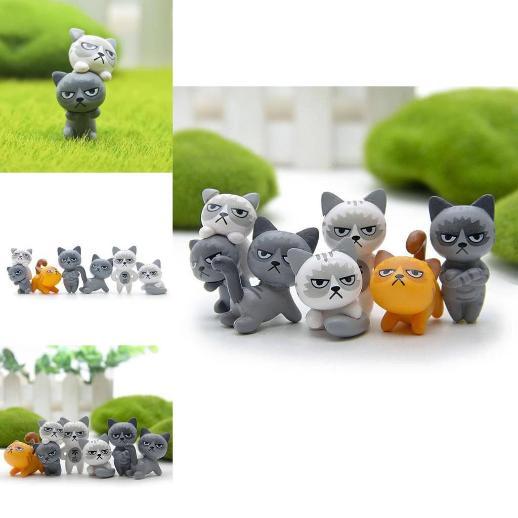 Modish 6pcs Set Kawaii Zakka Cute Unhappy Cat Doll Adorable Mini Cartoon Figures