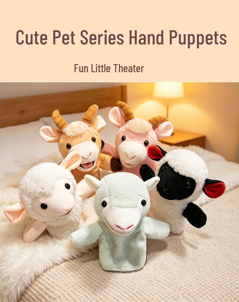 Fox & Crow Plush Hand Puppets for Storytelling with Sheep Gloves