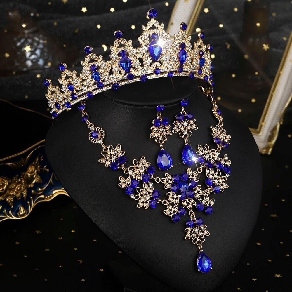 Glänzende Brautschmucksets Barockstil Strass Brautkrone Kristall Kopfschmuck Braut Hochzeit