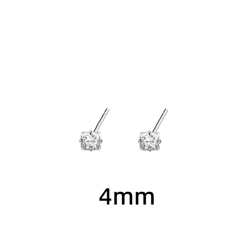 Korean Style Petite Square Zircon Stud Earrings for Pierced Ears - Simple Nude Diamond Cartilage Studs for Layering