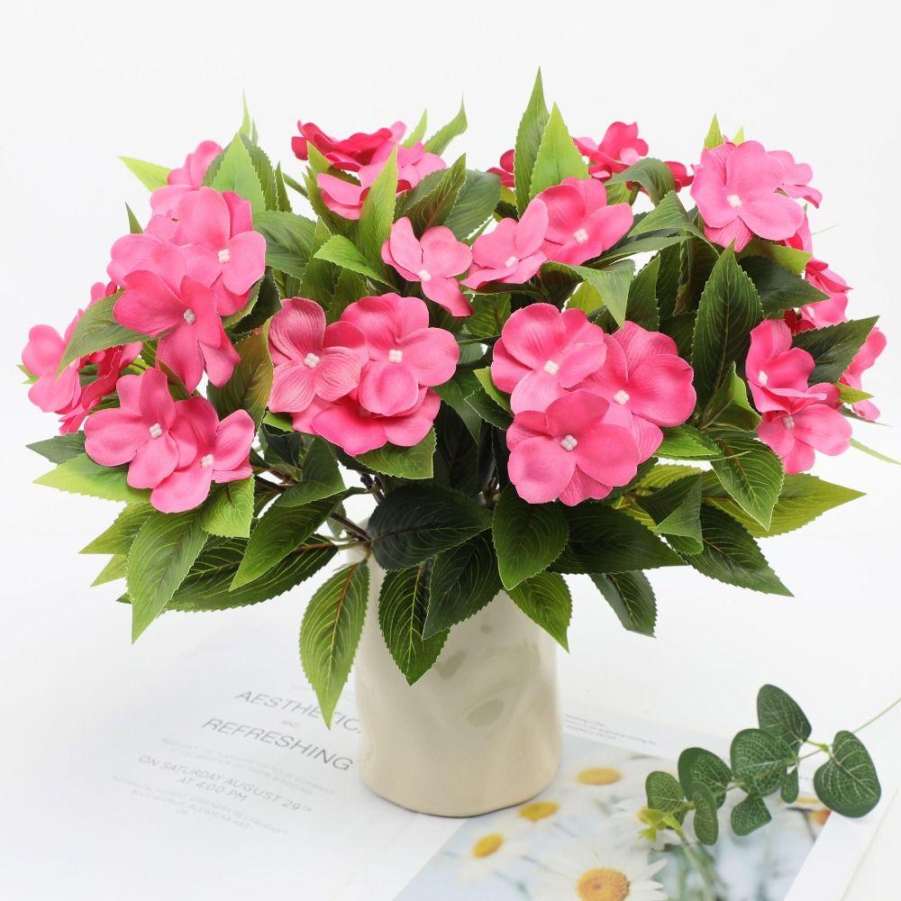 Vibrant Arrangement Silk Balsam Flowers Silk Material DIY Floral Materials Artificial Flowers Vibrant Colors Realistic