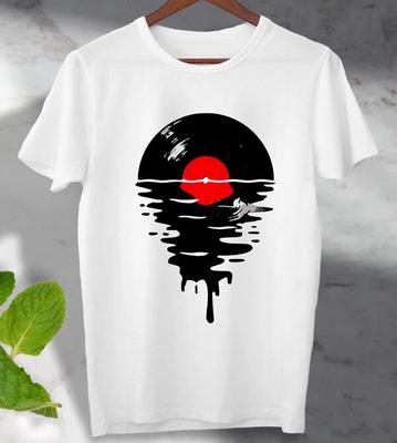 Maglietta Melting Vinyl con Disco che si Scioglie DJ T-Shirt Unisex da Uomo Donna Top