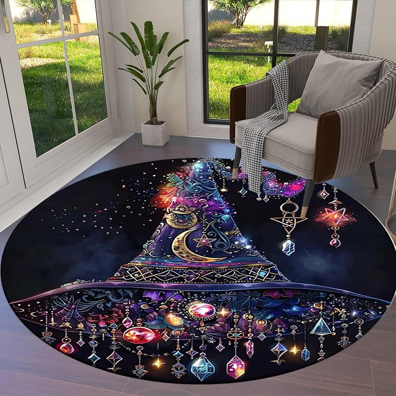 1pc Office Carpet Chair Mats Witch's Hat with Celestial Decorations Perfect for Decorating Office Chairs, Living Rooms, Or Bedrooms
