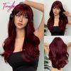Long Curly Green Wave Synthetic Wigs with Bangs for Women Christmas Grass Green Cosplay Wigs Daily Natural Hair Heat Resistant