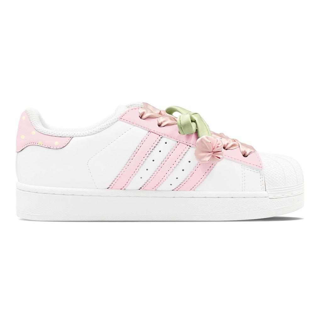 adidas Originals Superstar 2 Skateboard Shoes Women's Low Top White/Pink JH9976(Team1655-S-BOX)