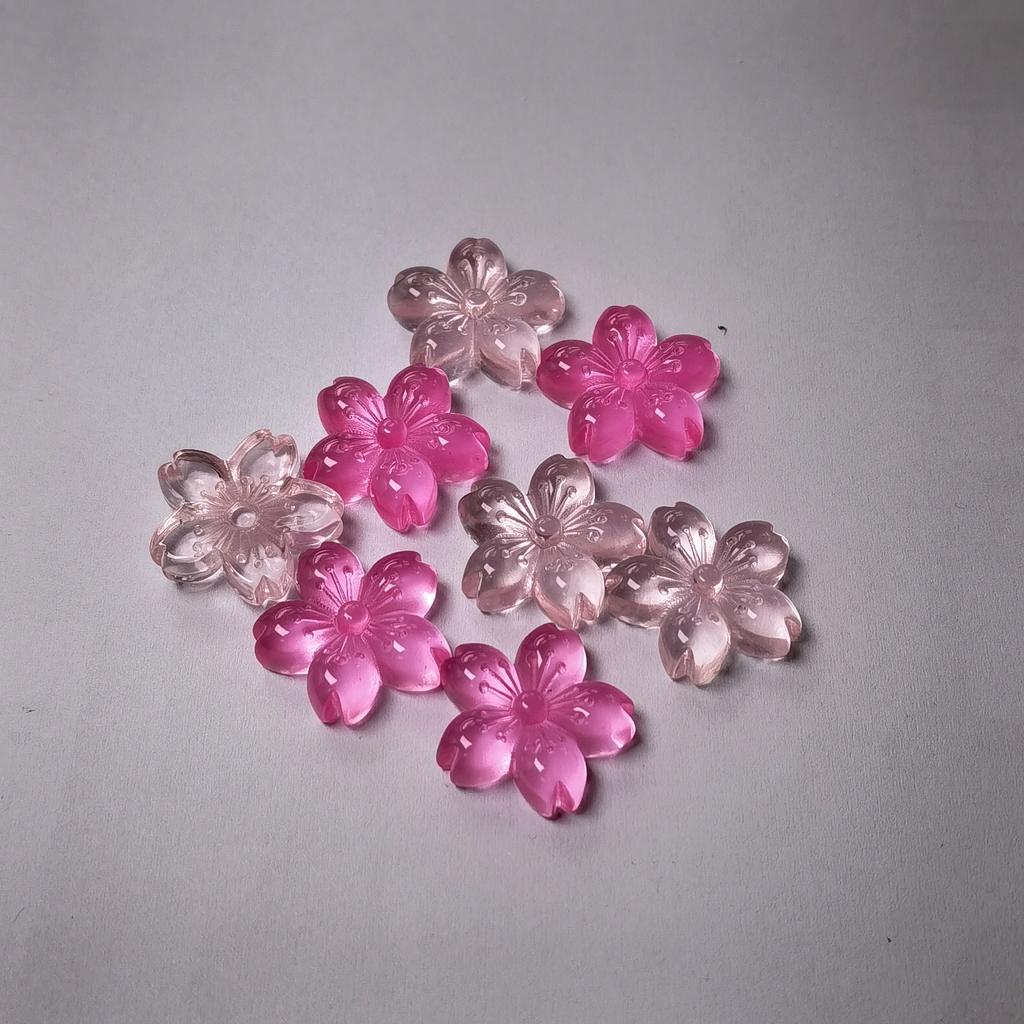 100Pcs Pink Cherry Blossom Cherry Resin Flat Back Cabochons for Hairpin Scrapbooking DIY Jewelry Craft Decoration Accessories
