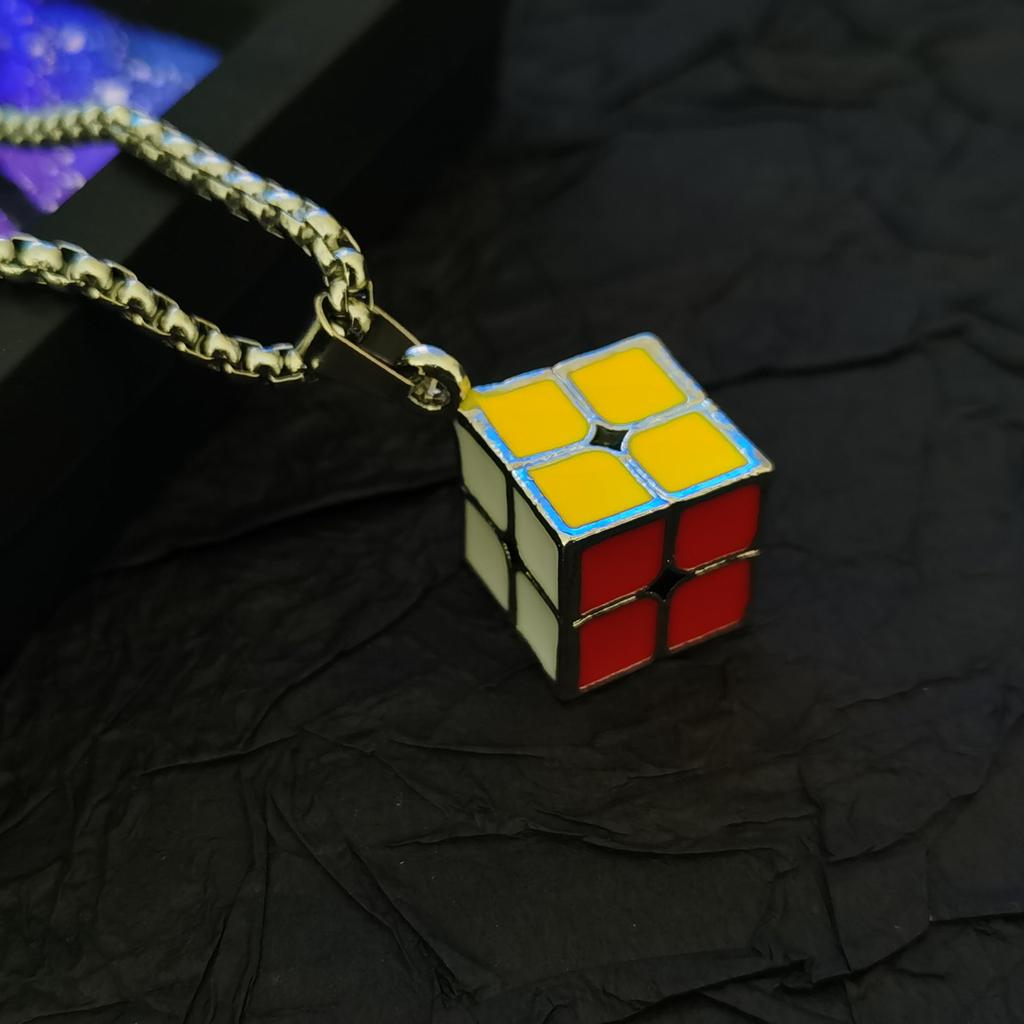 Street Trend Personalized Accessories, Colorful Rubik'S Cube Necklace Men'S And Women'S Accessories, Personalized Hip-Hop Fun Sweater Chain