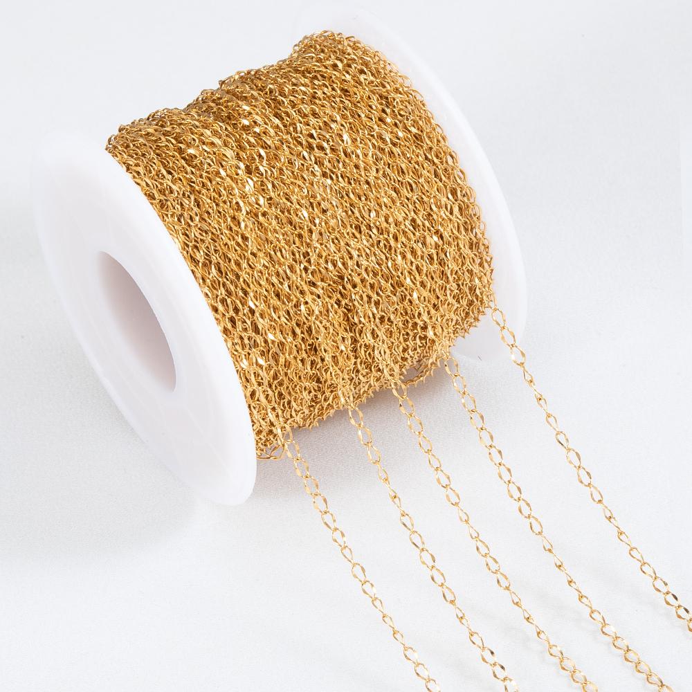 2M/roll Stainless Steel Thin Twist Chain 2mm Gold Color Silver Color Metal Link Chains for DIY Necklaces Bracelet Jewelry Making