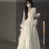 Gentle Wind Waist and Thin First Love Ruffle Edge Dress Women's Spring French Seaside Vacation Apricot Fairy Skirt