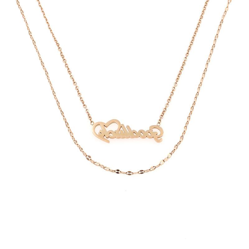 

Clavicle Chain Double Titanium Steel Necklace Female Love Letter Pendant Cold Wind золотий