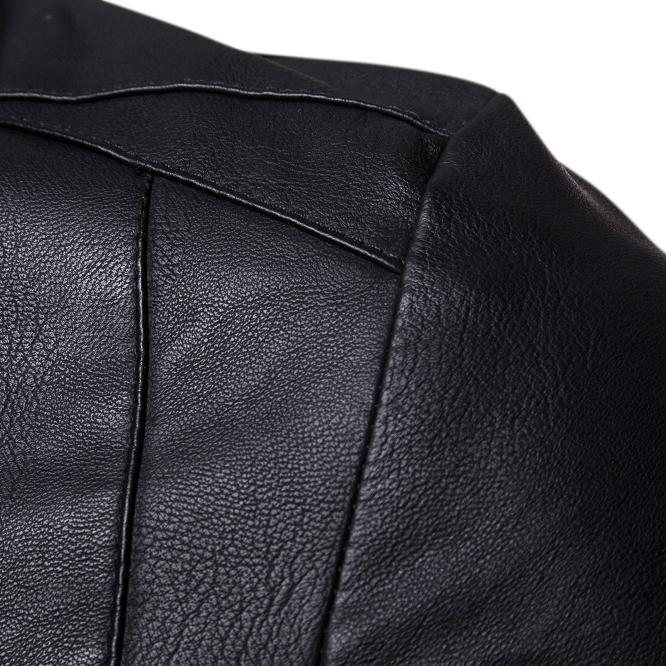 Mens Jackets Mens Faux Leather Jacket Classic Stand Collar Motorcycle Coat Slim Fit with Full Zip Long Sleeve Autumn Winter Outdoor