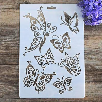 1 peça 25,4x17,78 cm Estêncil de Desenho de Borboleta, Modelo de Artesanato de Borboletas Voadoras Coloridas, Material Plástico Branco Cremoso para Projetos de Arte DIY
