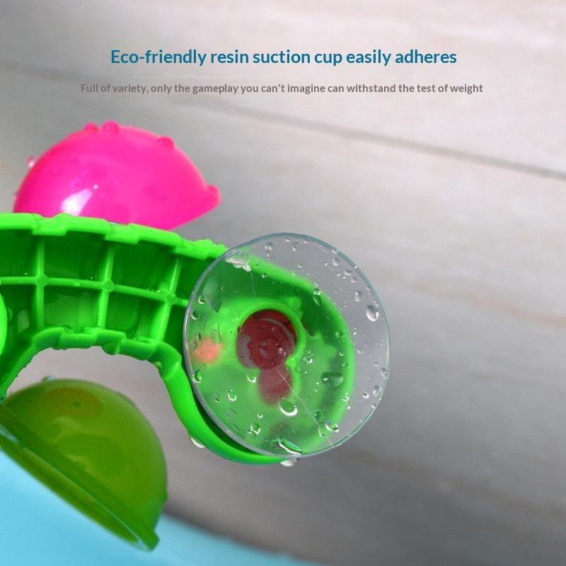 Rainbow Sucker Windmill Bath Toy Water Spray Colorful Waterwheel Interactive Fun Toy for Toddlers Baby Bath Time Play